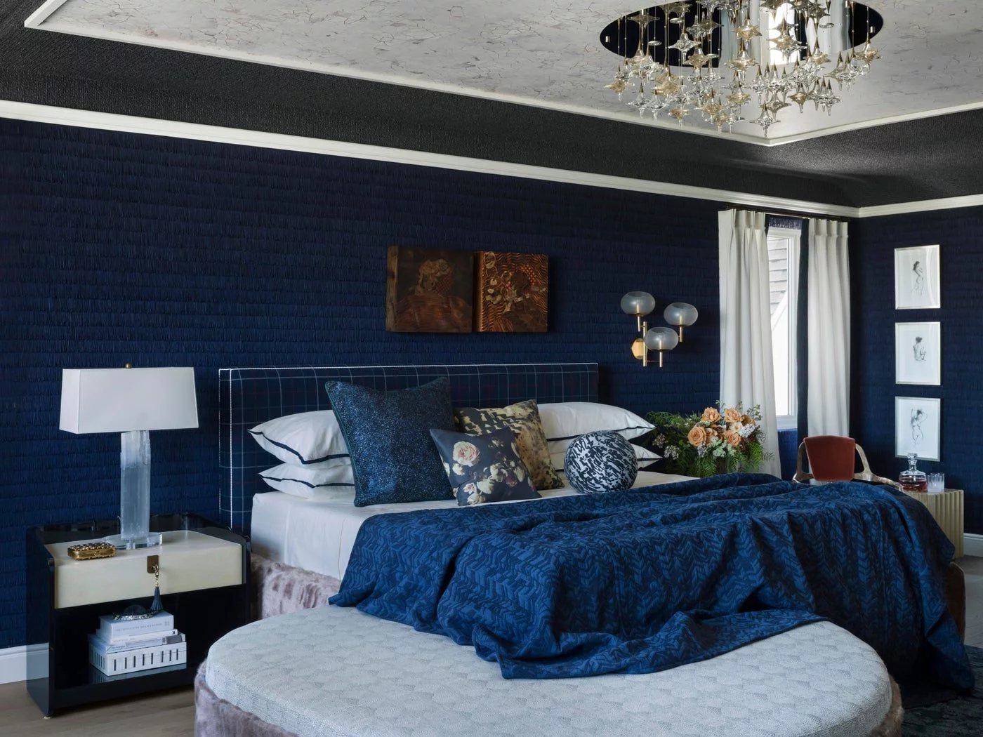 Navy blue mens bedroom