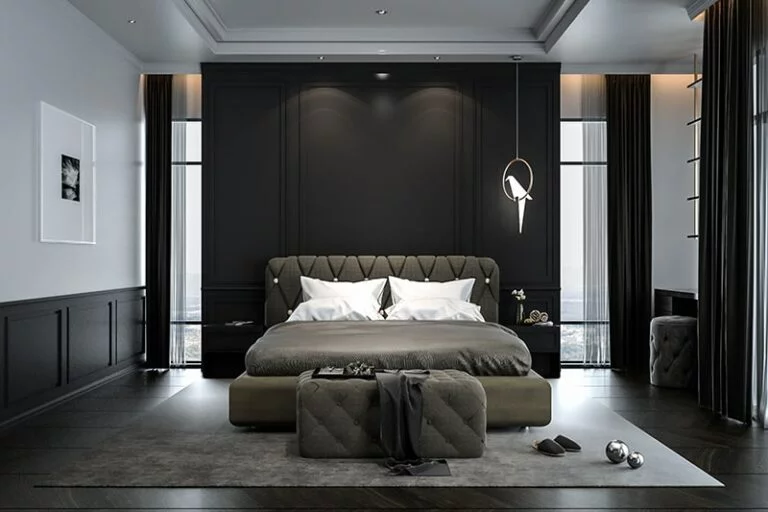 Dark theme bedroom design