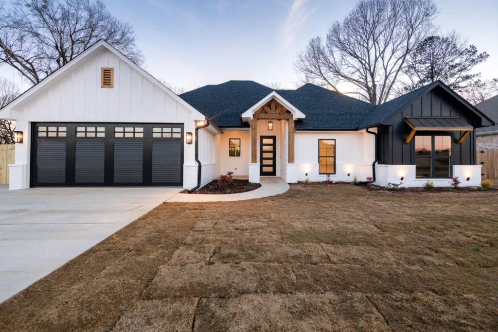 Exterior Single Story White House Black Trim ideas