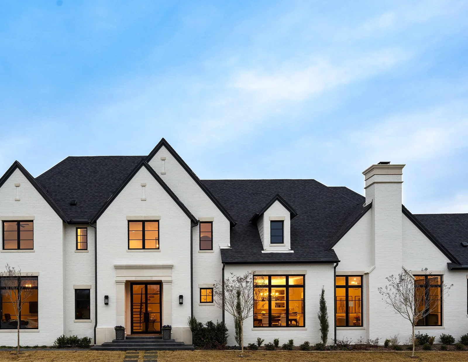 White Brick Exterior with black trim