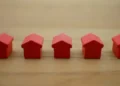 Wooden carved miniature house blocks