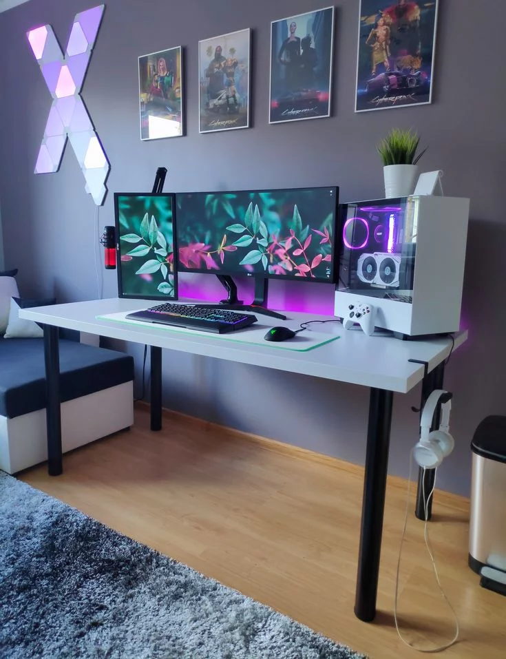 minimalist gaming bedroom