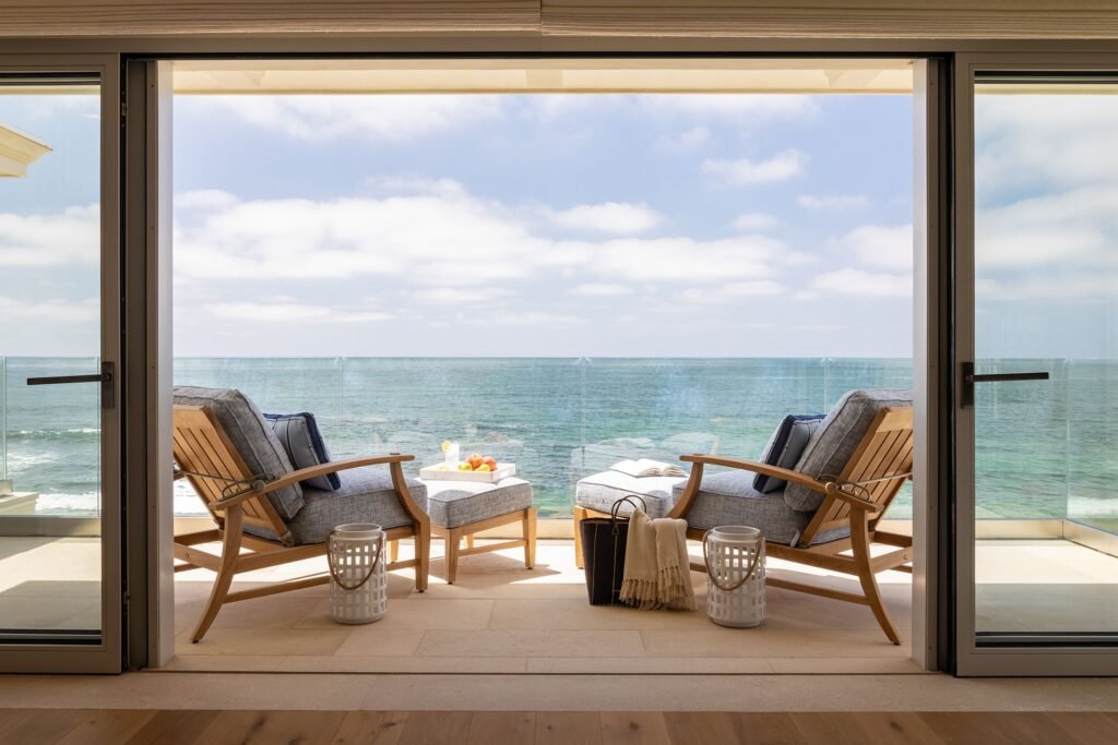 Patio with a beach view