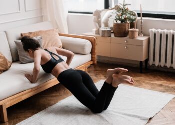 A women exercising in her Home Fitness Space