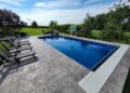 modern stamped concrete pool deck