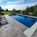 modern stamped concrete pool deck