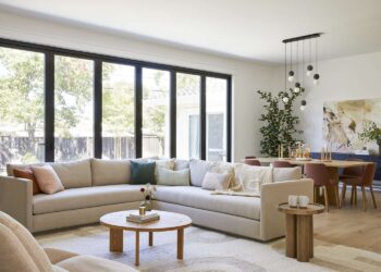 A Living Room with life size window and furniture