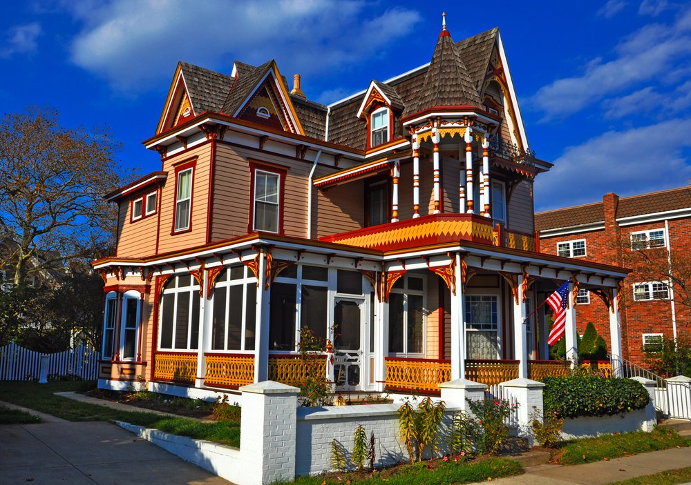 Classic rich gold and burgandy victorian house colors