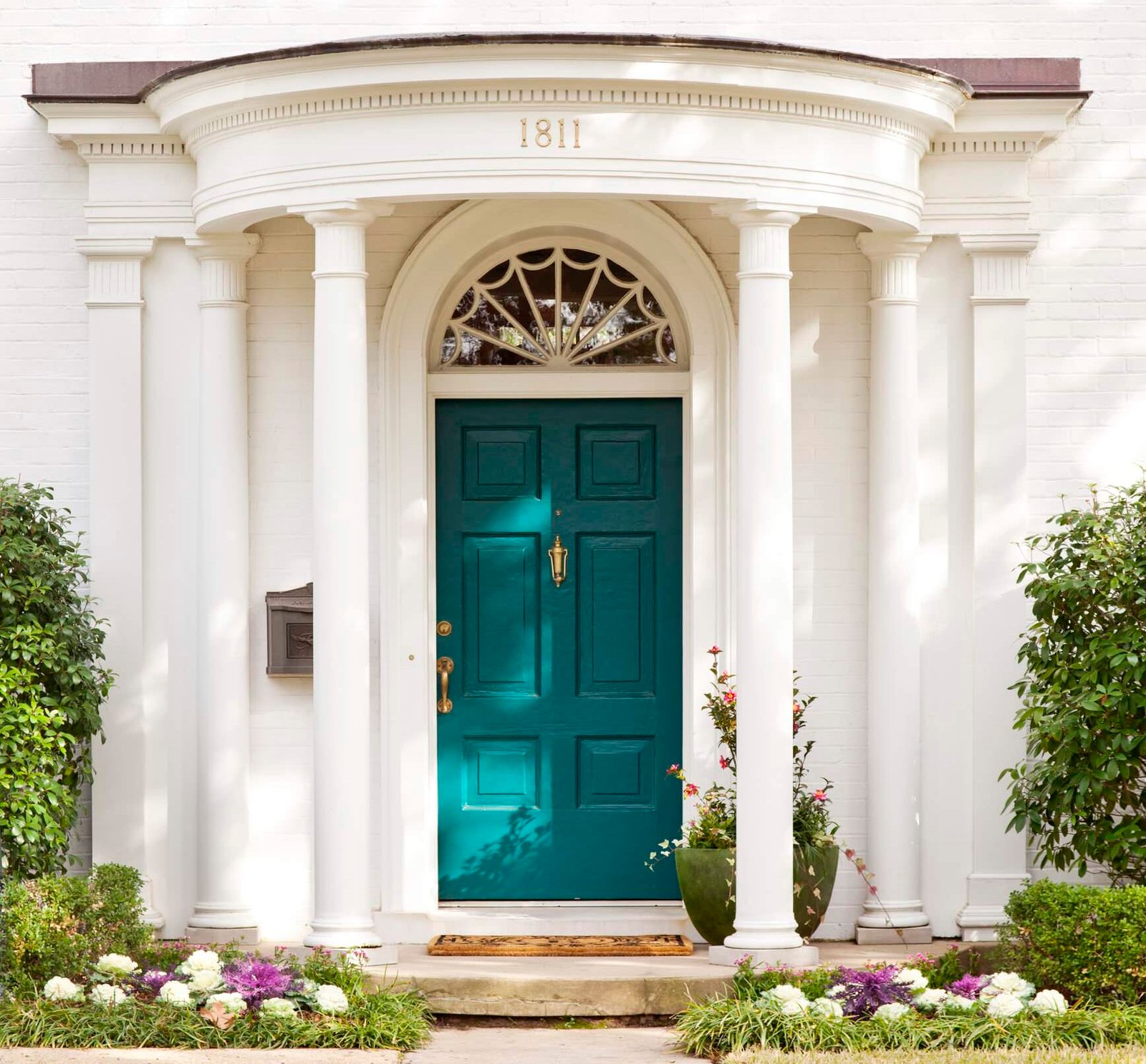 Turquoise door for white house 