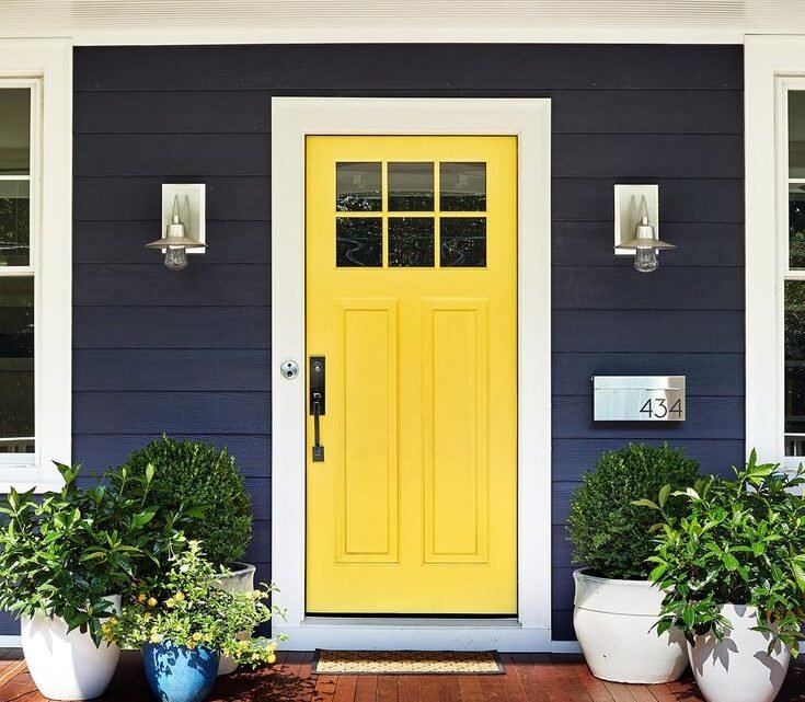 Sunny Yellow door for white house
