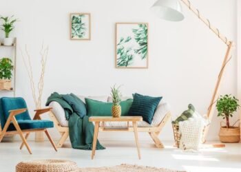 A room designed with eco-friendly furniture