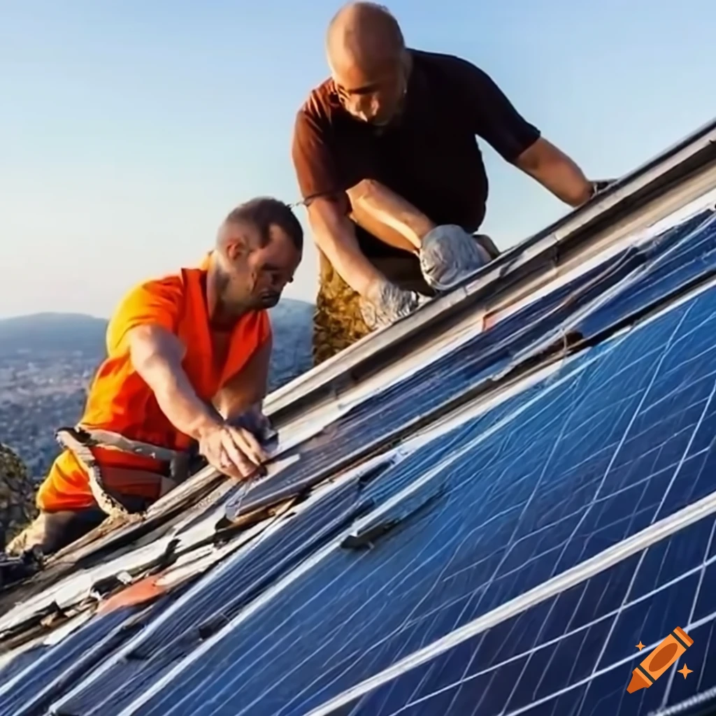 a man installing solar panels on the roof