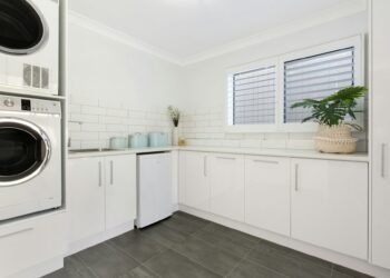 a washer and dryer in a room